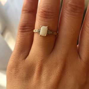 Gold opal and diamond ring